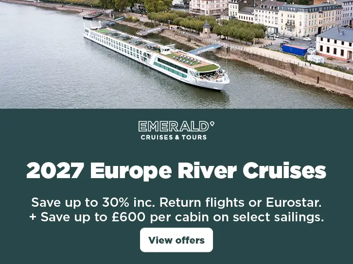 Emerald Cruises save up to 30% + Save up to £600 per cabin on 2027 Europe River Cruises
